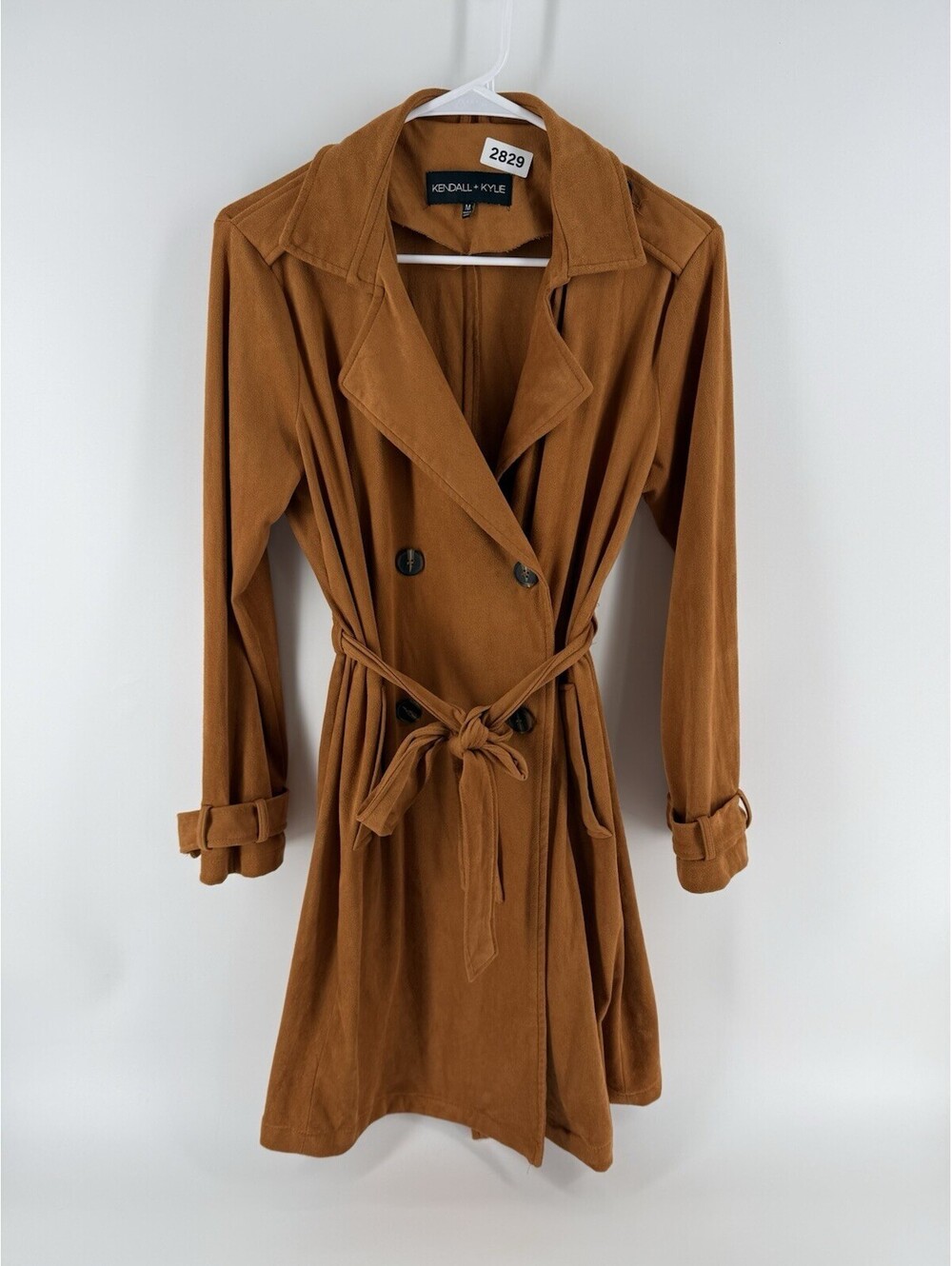 Kendall+Kylie Brown Faux Suede Trench Coat M Y2K Model Off Duty Minimalist Chic